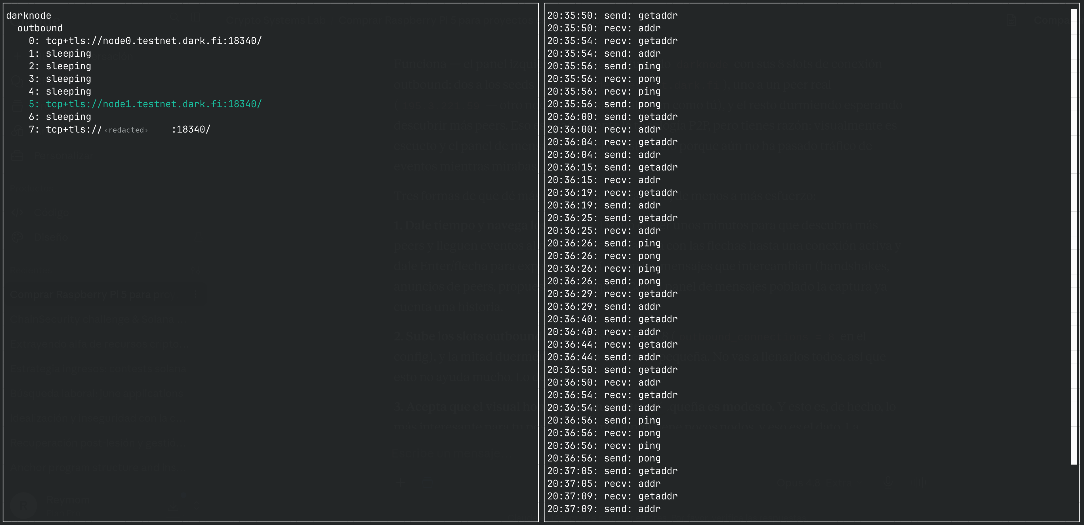 dnet — P2P topology and live gossip