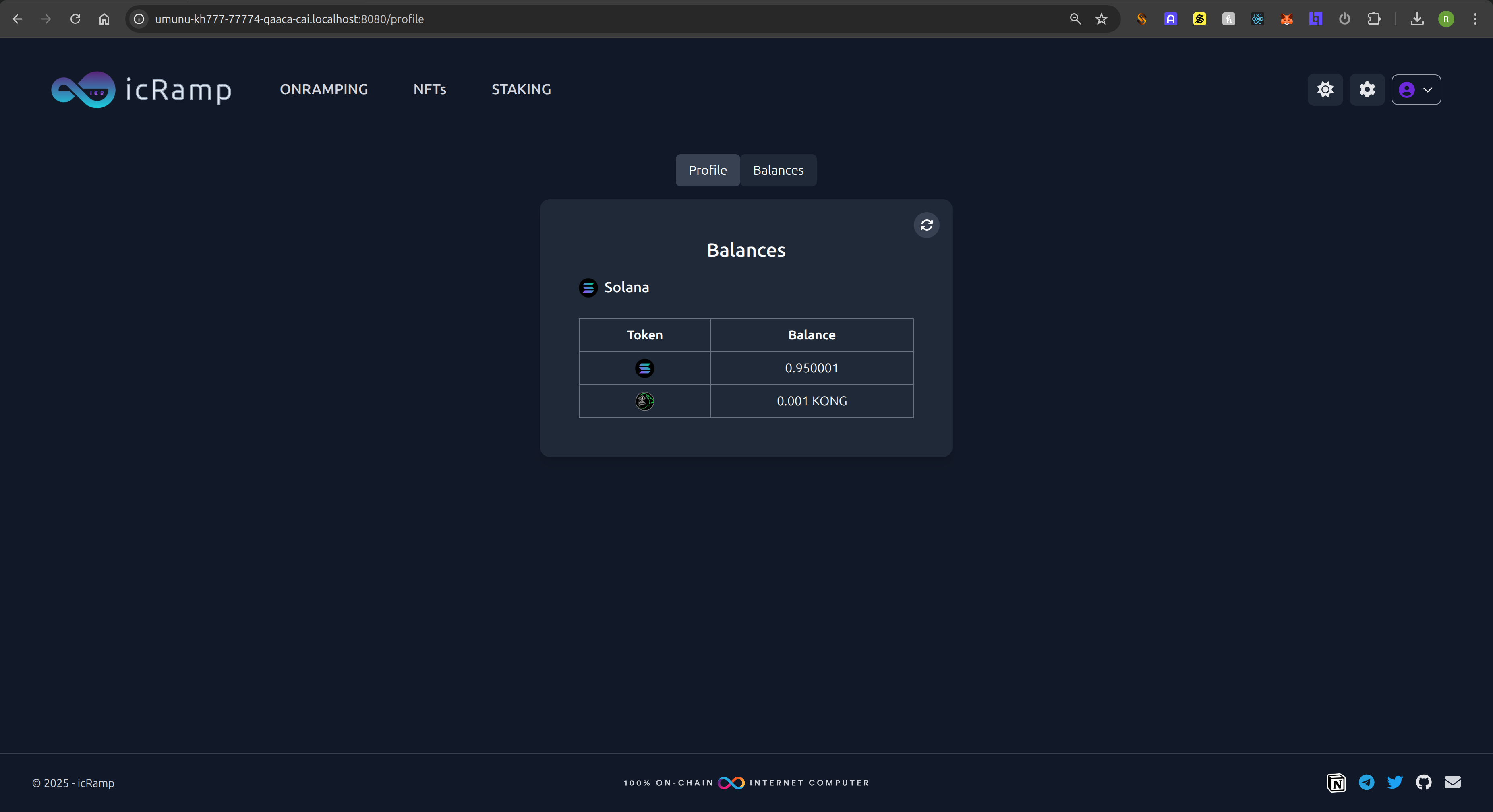 icRamp User Balances — overview