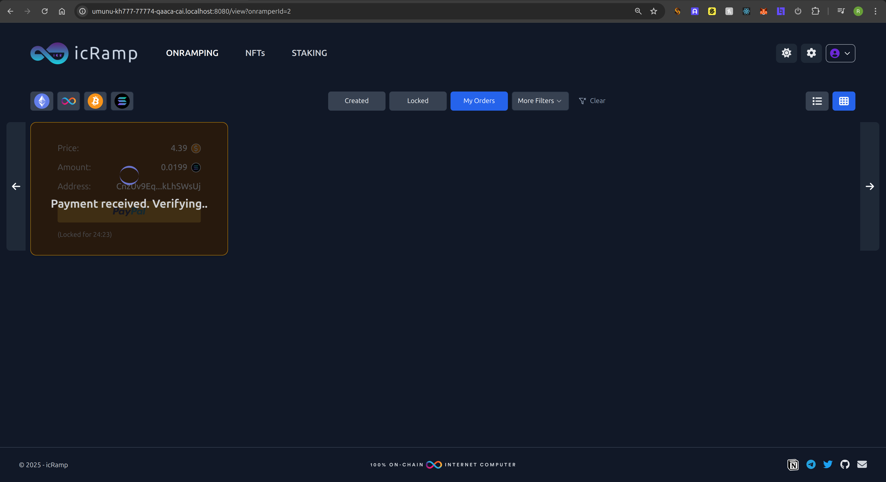 icRamp Solana Order Paying