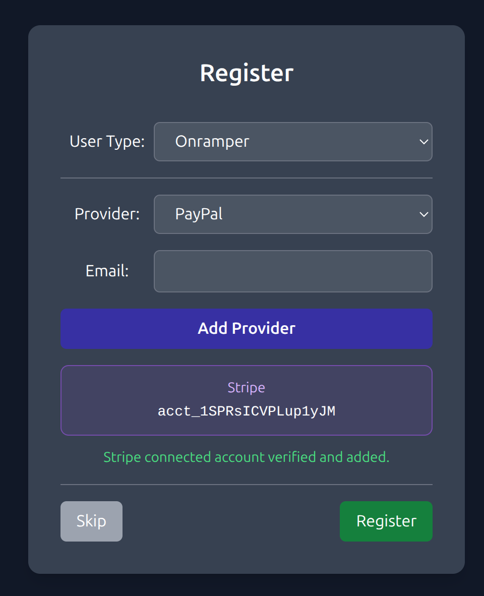 Register User with Stripe