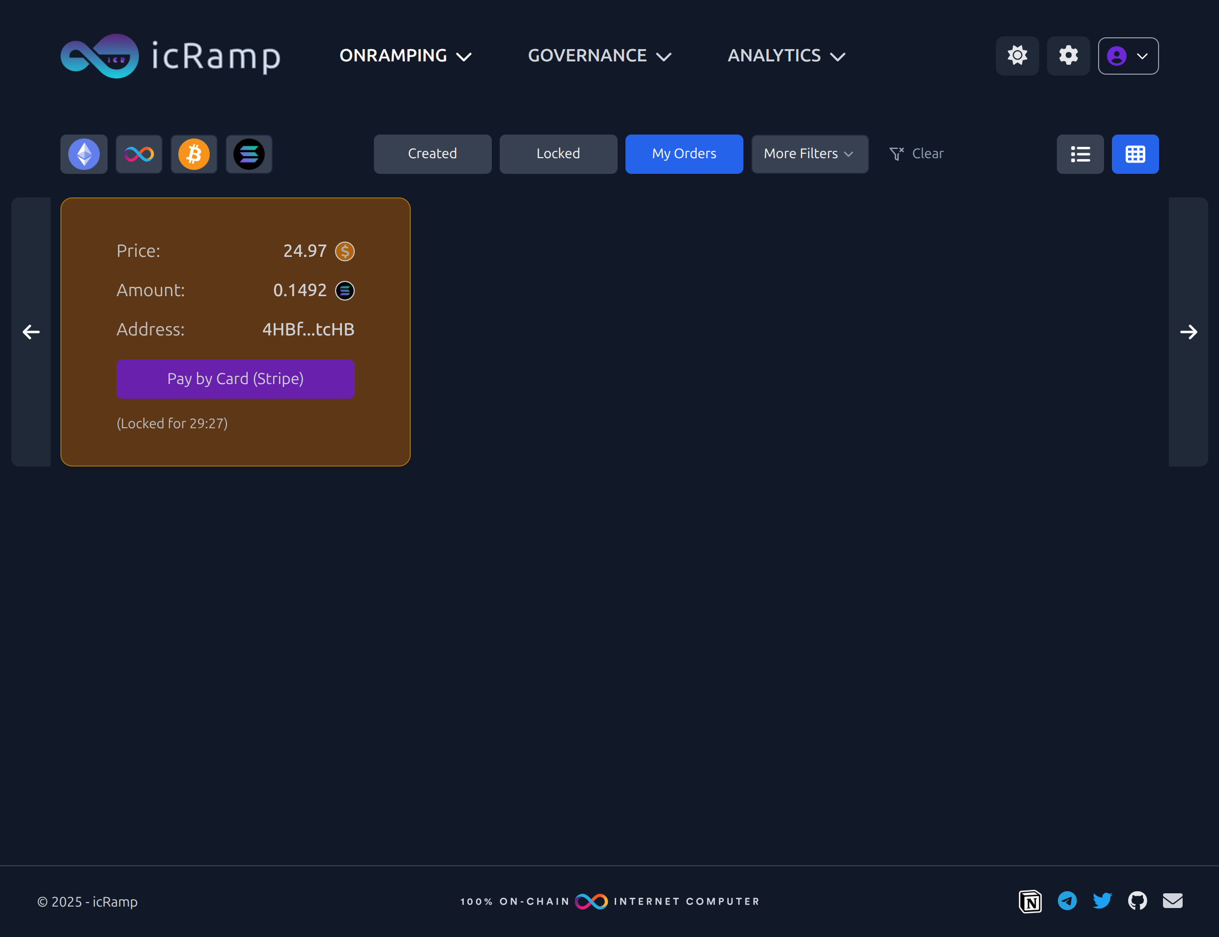 Locked order with Stripe button