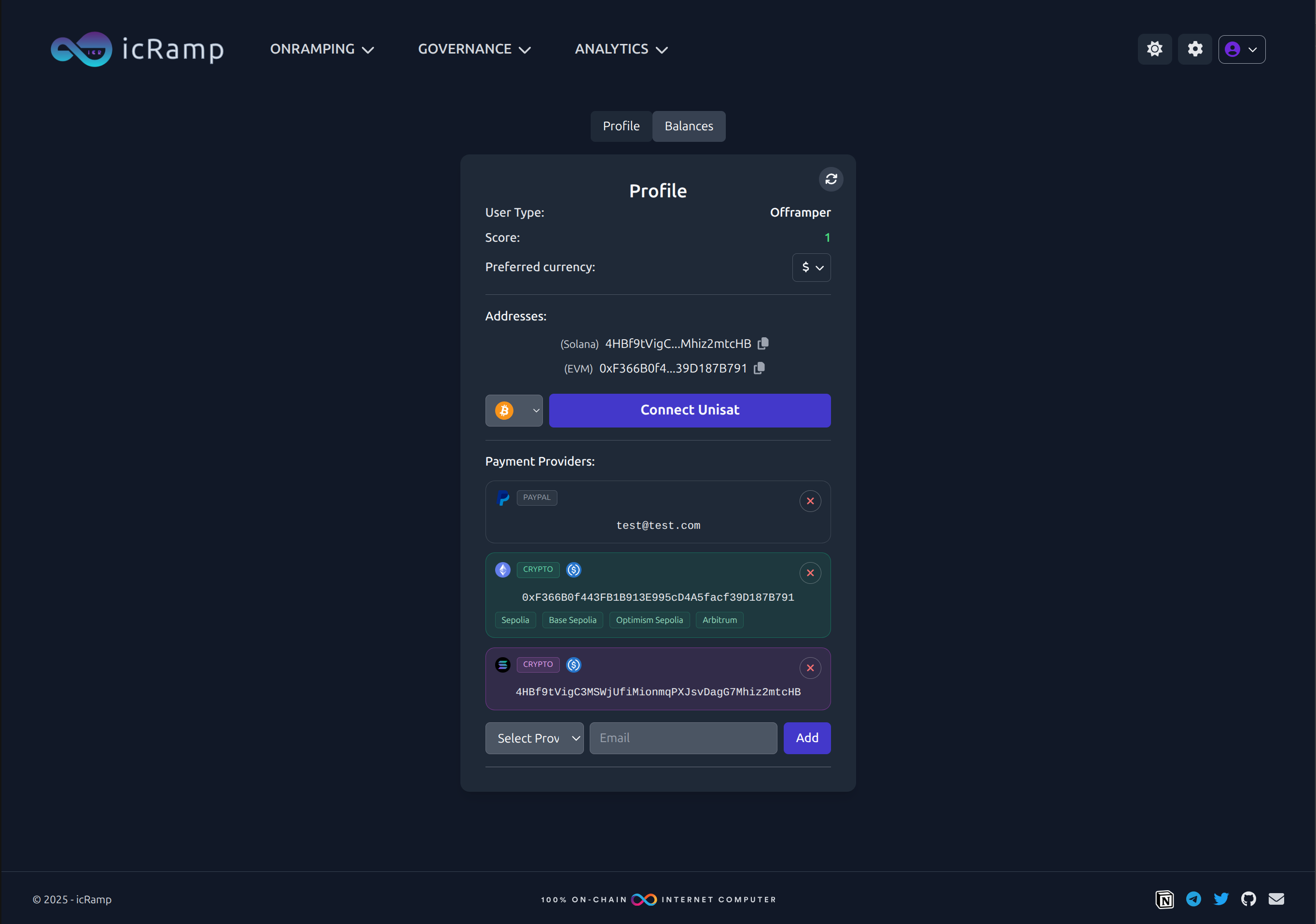 Offramper Profile Providers